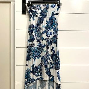 High low summer strapless paisley dress